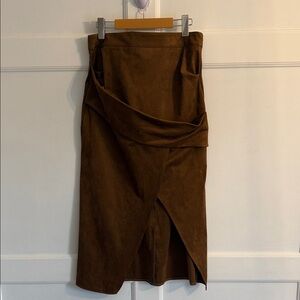 Commense Brown Faux Suede Skirt